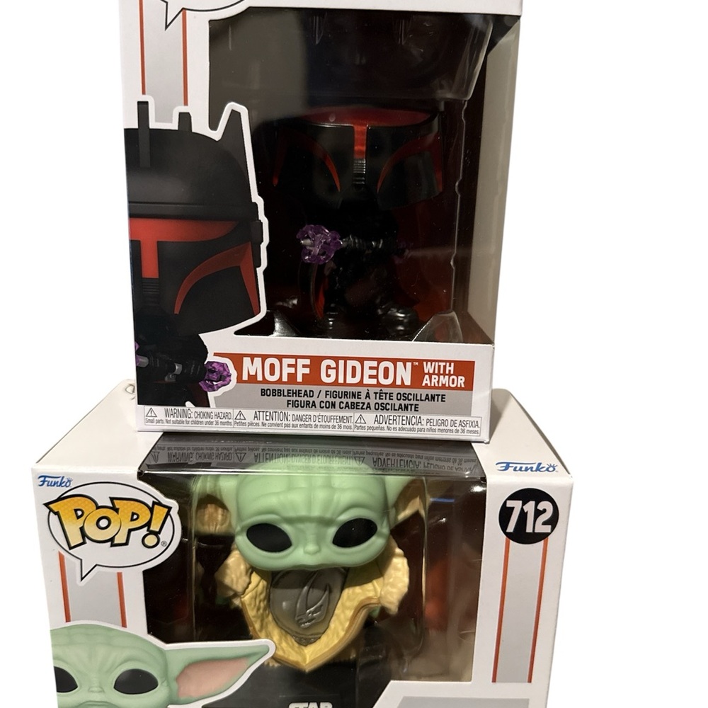 Funko Pop! Moff Gideon and The Child Figures - Black, Red, Green, Tan